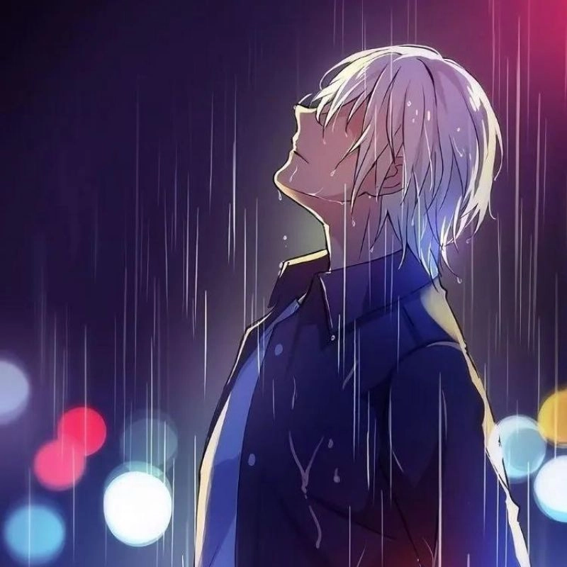 Hình anime nam buồn thể hiện nỗi cô đơn lặng lẽ