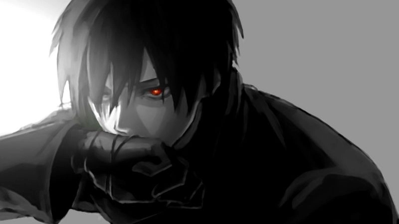 Ảnh anime trắng đen nam thể hiện vẻ đẹp huyền bí