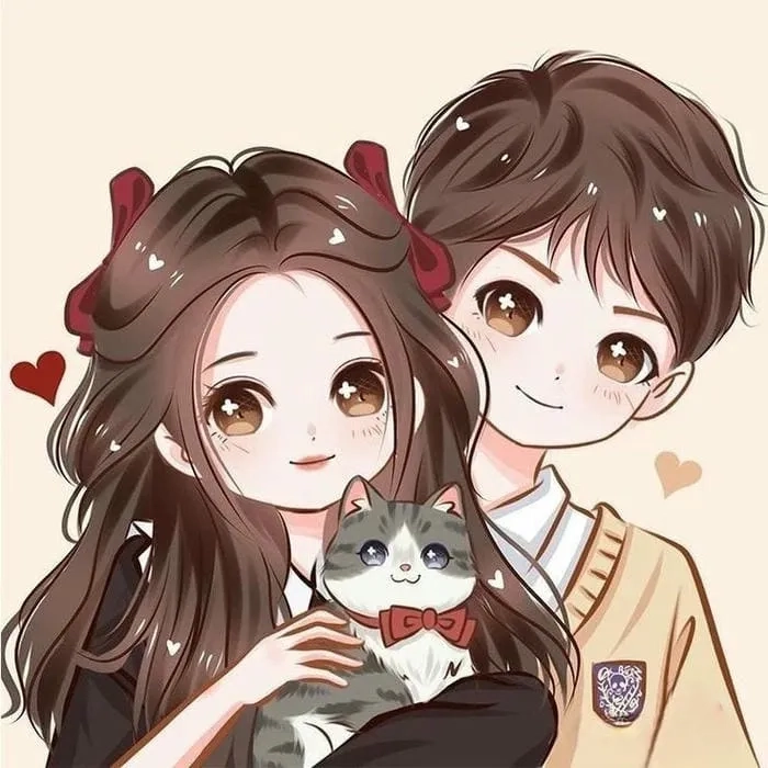Ảnh chibi cặp đôi tạo cảm giác ấm áp