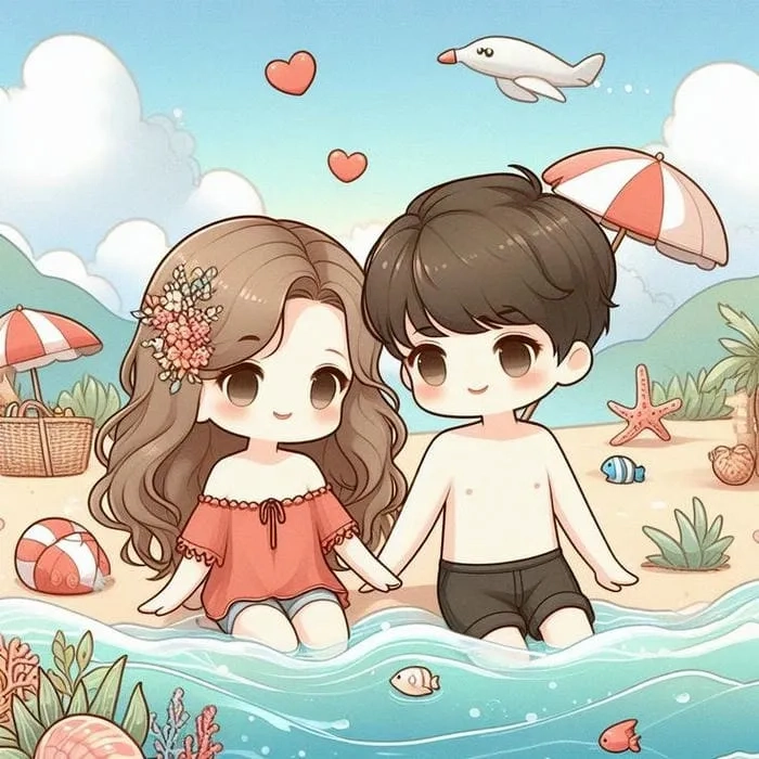 Ảnh chibi cute đôi mang lại cảm giác hạnh phúc