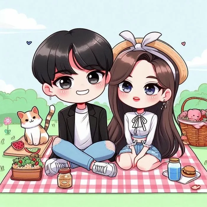 Ảnh cặp đôi anime chibi cute rời độc đáo