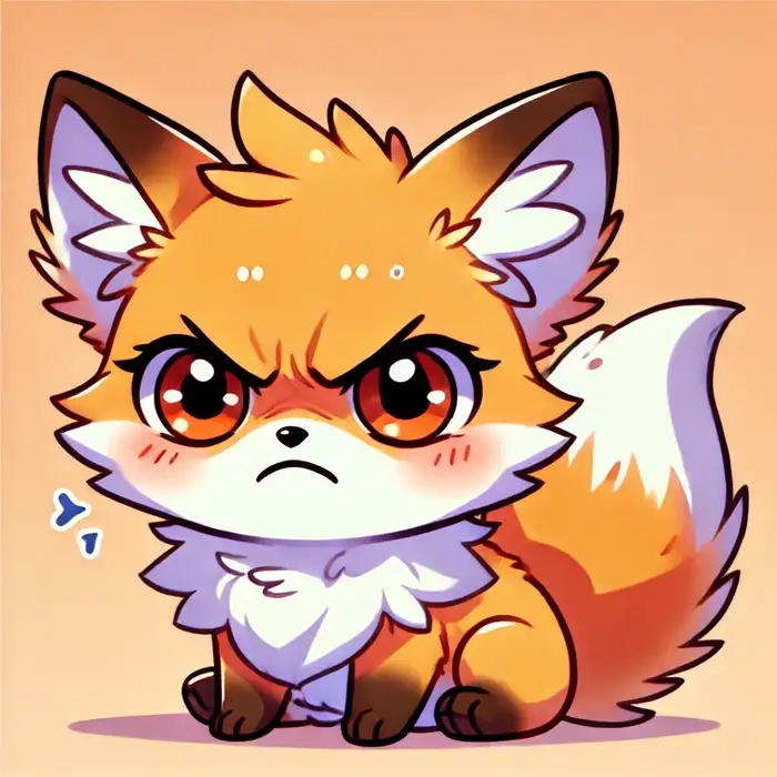 Cáo chibi đáng yêu với biểu cảm tinh nghịch