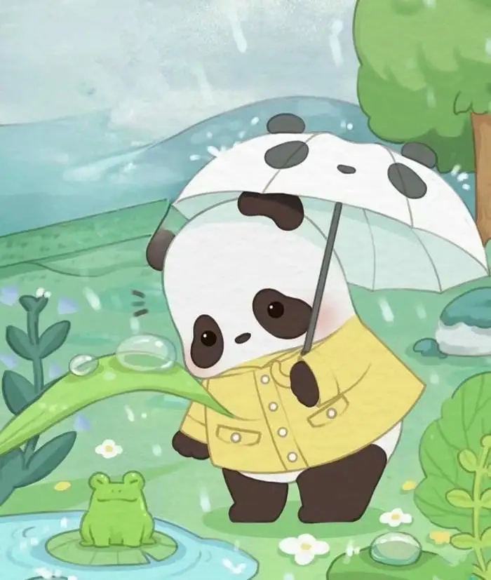 Gấu trúc chibi đáng yêu với đôi mắt long lanh