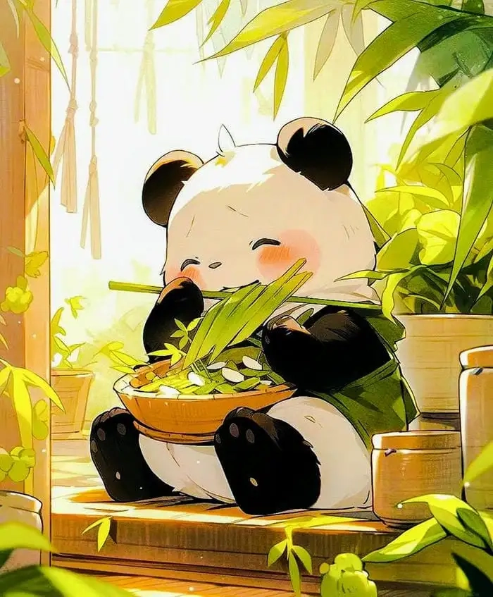 Gấu trúc chibi cute nhỏ nhắn với tạo hình siêu dễ thương