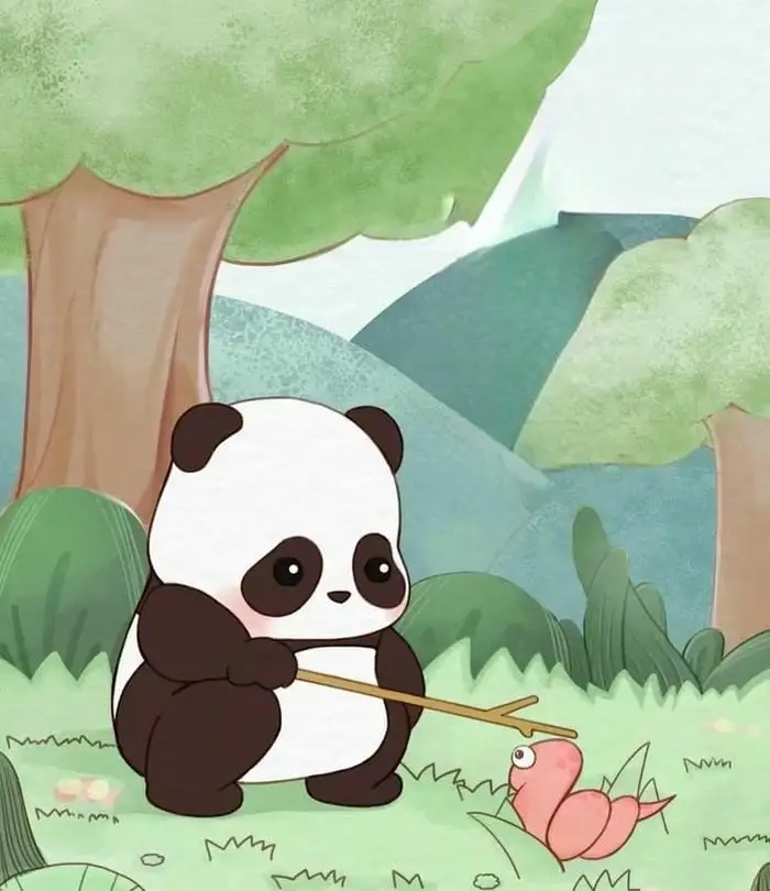 Gấu trúc cute chibi với đôi mắt tròn xoe đáng yêu