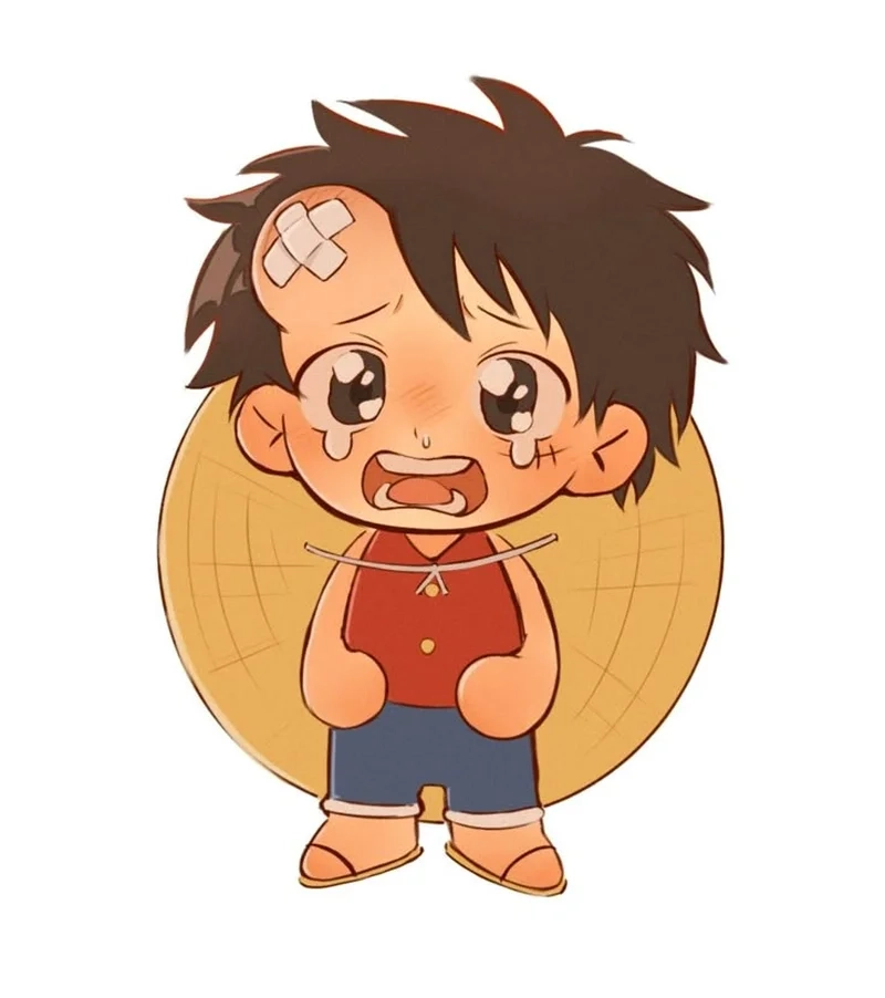 Luffy chibi ngầu mạnh mẽ với ánh mắt quyết tâm