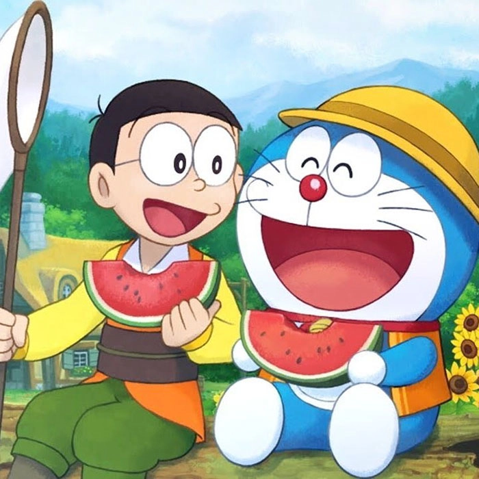 Hình Nobita và Doraemon cute đầy tình bạn ấm áp