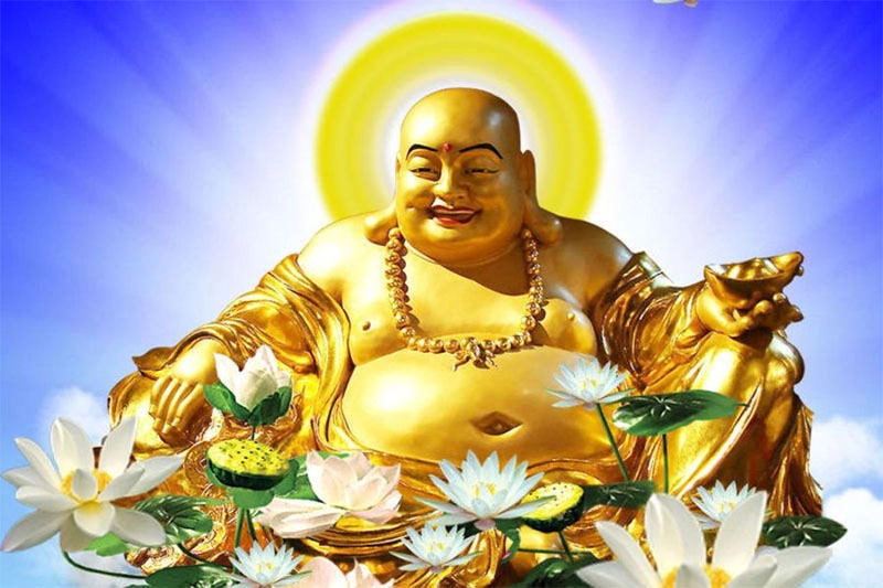 Hình ảnh tượng Phật Di Lặc với thần thái từ bi an vui