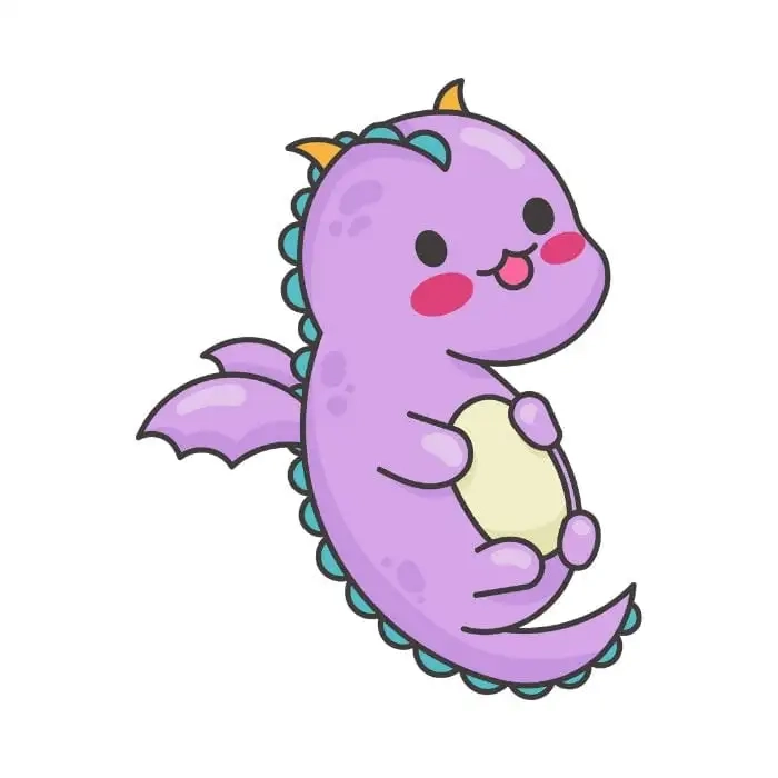 Hình rồng chibi đáng yêu với đôi cánh nhỏ xinh