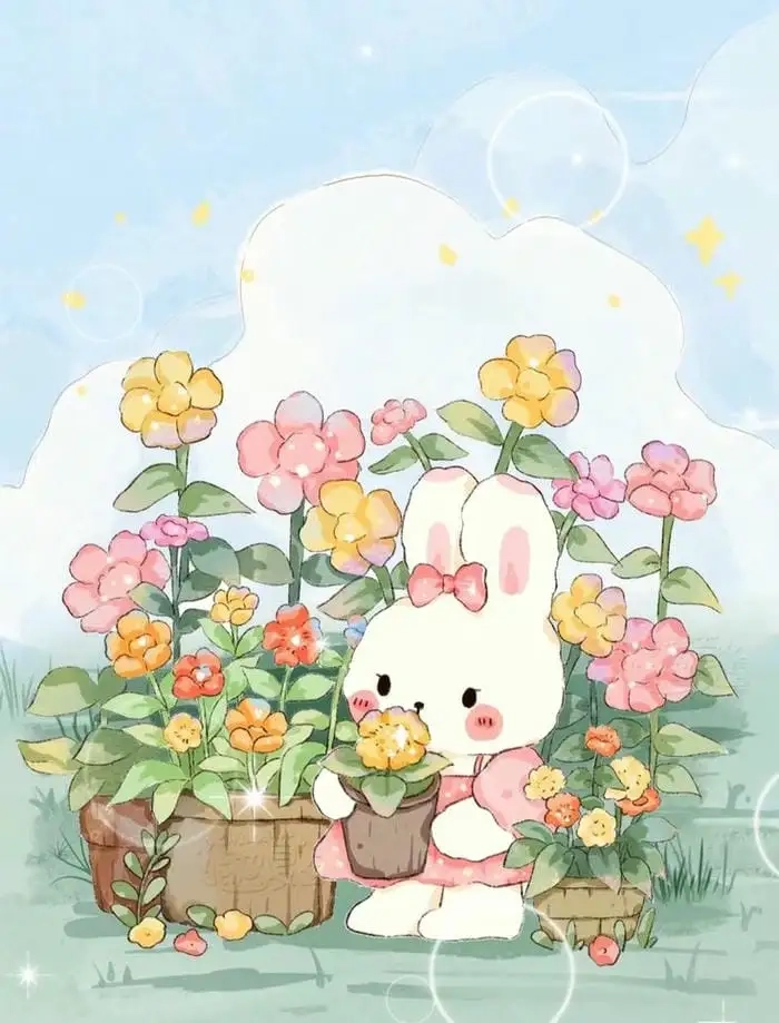Ảnh thỏ chibi ngộ nghĩnh với đôi mắt long lanh